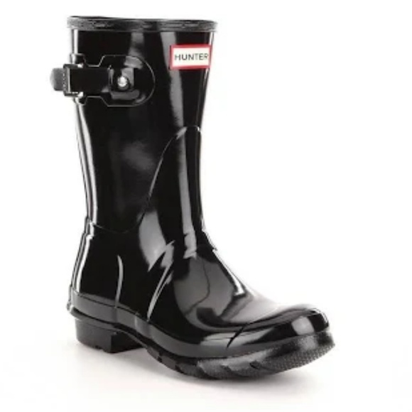 Hunter Shoes - Hunter short black glossy rain boots